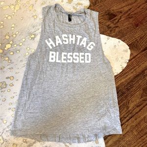 Private Party Gray hashtag blessed muscle tank